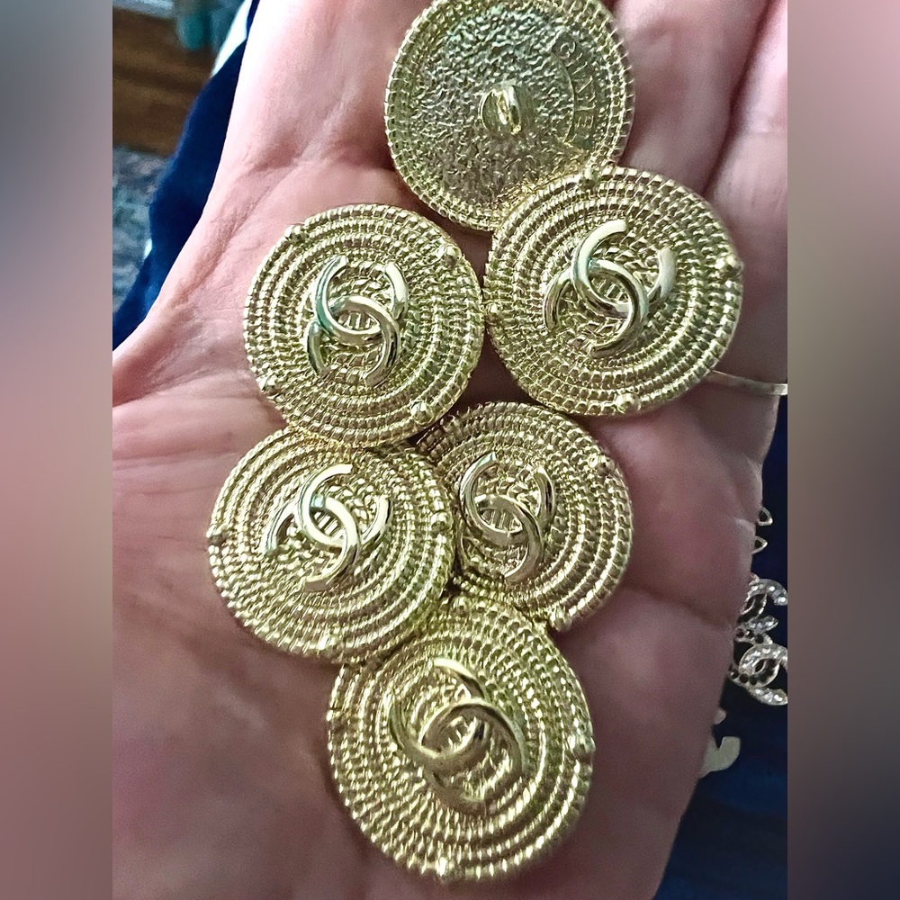 CC-(Set of 6)25mm/0.984” Gorgeous Yellow-Gold textured/Brocade/ShankButtons/👀